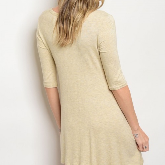 OATMEAL LACE-UP TUNIC DRESS - Picture 6 of 6